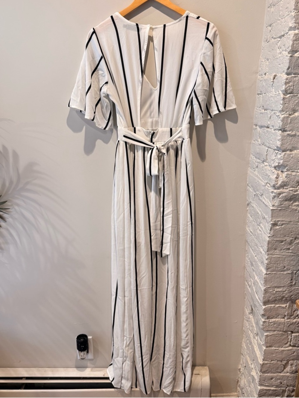 Crystal Doll White & Black Striped Walkthrough Romper - Picture 7 of 10